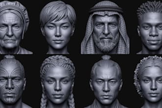 sculpt realistic 3d head face likeness 3d bust model 3d face full body model stl