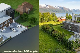 convert floor plan to 3d sketchup model and ai render