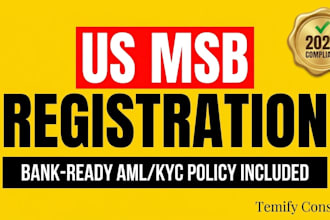 do US msb registration with fincen and provide a bank ready aml kyc policy