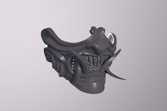 sculpt custom 3d mask, 3d cosplay model, 3d helmet, oni mask anime mask 3d props