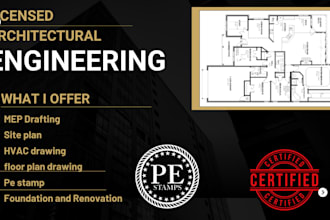 create mep drawings, hvac design and pe stamp for permit approval and floorplans
