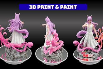 custom 3d print and paint anime figures, miniatures, resin models