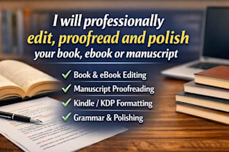 professionally edit, proofread and polish your book, ebook or manuscript