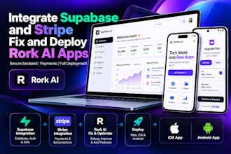 integrate supabase and stripe, fix and deploy rork ai apps