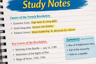 create clear study notes and summaries for students