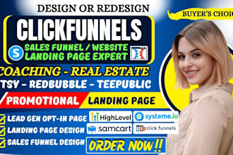 design clickfunnels sales funnel, samcart, leadpages, wix, clickfunnels expert