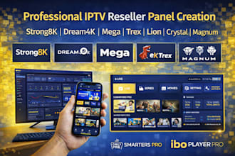 create reseller strong8k, xui panel, noos panel, 4k, trex panel, mega panel