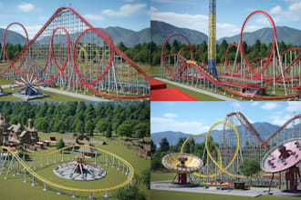 do 3d amusement park layout, theme park master plan, resort, water park design