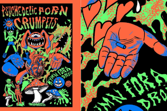 create psychedelic trippy album cover art design retro music poster illustration