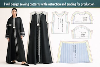 design sewing pattern with instruction and grading for production