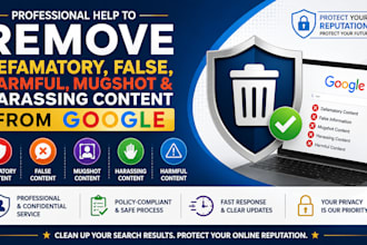 remove defamatory, false, harmful, mugshot, harassing content from google