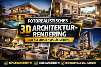 fotorealistisches 3d architektur rendering innen und aubenvisualisierung