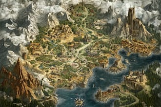 make fantasy map illustration for , novels and games