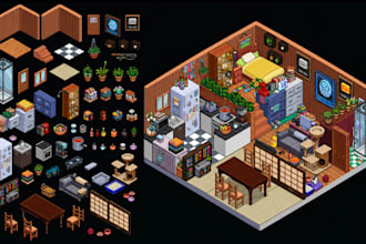 isometric pixel game assets pixel game art props pixel art tileset environment