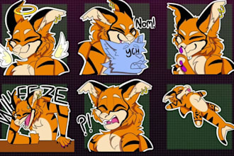 draw custom furry sticker fursona emotes telegram sticker discord sticker pack