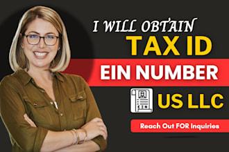 obtain your ein tax id number for your US llc or corporation