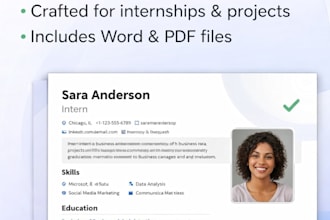 create an ats  resume for internships, freshers and jobs