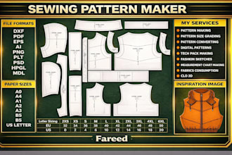 make digital sewing patterns grading for any dress, clothing and garments
