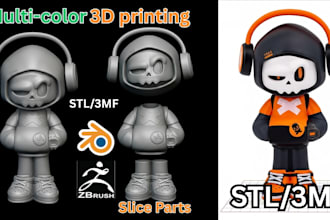 convert 2d to 3d add color to 3d model covert stl to 3mf split parts