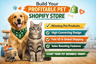 build  a eu profitable dog and cat pet shopify store pet dropshipping website