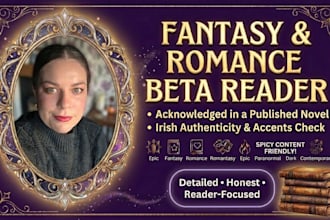 beta read and evaluate your fantasy or romance manuscript
