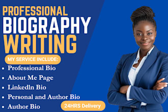 write a professional bio, linkedin bio, about me page or author bio for you