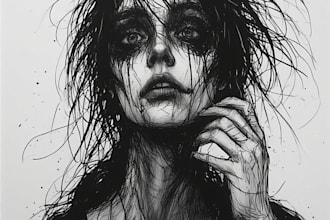 create cinematic dark fantasy horror character illustration