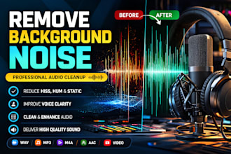 clean up audio, remove, hiss, background noise and enhance voice clarity