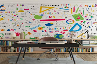 draw colourful wall mural for kids room