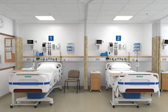 provide 3d hospital renovation interior design with realistic visualisation