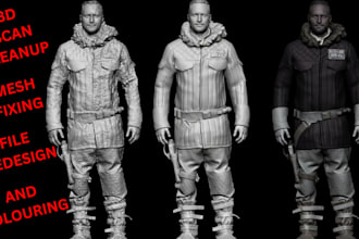 do 3d scan cleanup and fix mesh stl files errors for perfect 3d printing