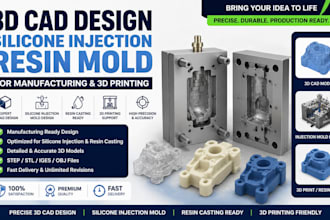 design 3d cad design for silicone injection resin mold for manufacturing