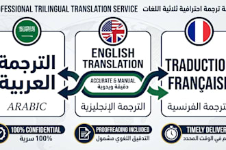 translate arabic , english , french professionally
