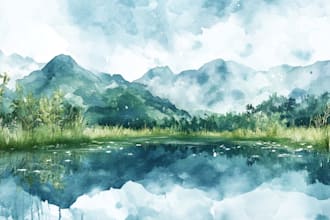draw paint a watercolor painting of landscape or scenery