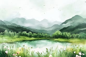 paint landscapes in watercolor