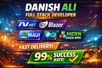 make blazor, asp net, mern stack and maui full stack projects