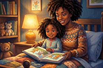 draw african american children story book illustration and book cover