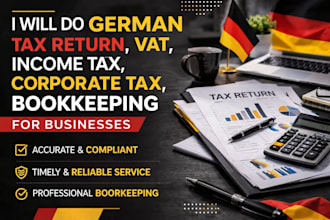 do german bookkeeping, vat return, income tax and corporate tax for businesses