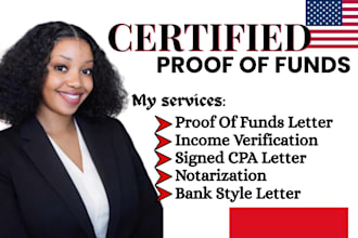 create verified notarize proof of fund documentation for funding and application