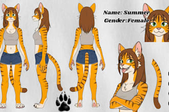 draw a furry reference sheet, anthro fursona ref sheet, and nsfw furry character