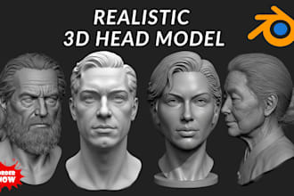 sculpt realistic 3d head bust and full body character from photo for 3d printing
