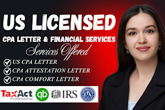 write, sign and stamp US CPA letter, comfort letter for loan visa landlord bank