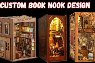 design custom book nook diorama miniature book shelf diy book nook kit 3d art