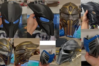 create custom 3d printed cosplay mask helmet armor, paint and ship from stl file