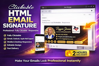 design clickable html email signature for gmail, apple mail, outlook, hotmail