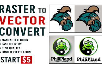 do raster to vector conversion, manual vector tracing and convert logo to vector