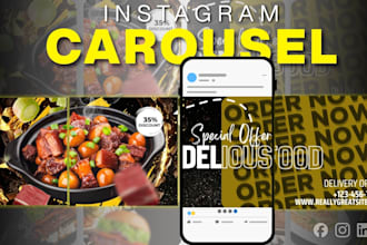 design instagram food menu carousel posts for restaurant