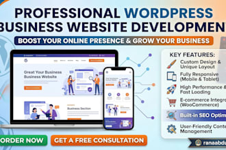 create wordpress site, develop custom wordpress, business website development