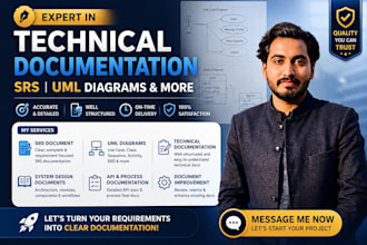 create expert technical documentation srs, uml and more