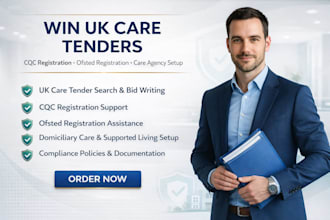 win UK care tenders, do cqc registration, ofsted registration and care setup